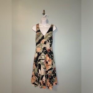 NWOT Ann Taylor Tropical Print Summer Midi Dress, Size 4